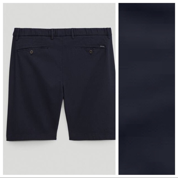NWT. Massimo Dutti Cotton Navy Blue Bermuda Shorts. Size 30. - Picture 5 of 9